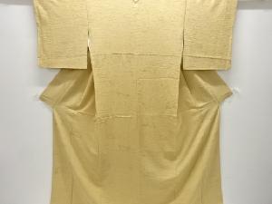 葉模様織り出し一つ紋色無地着物